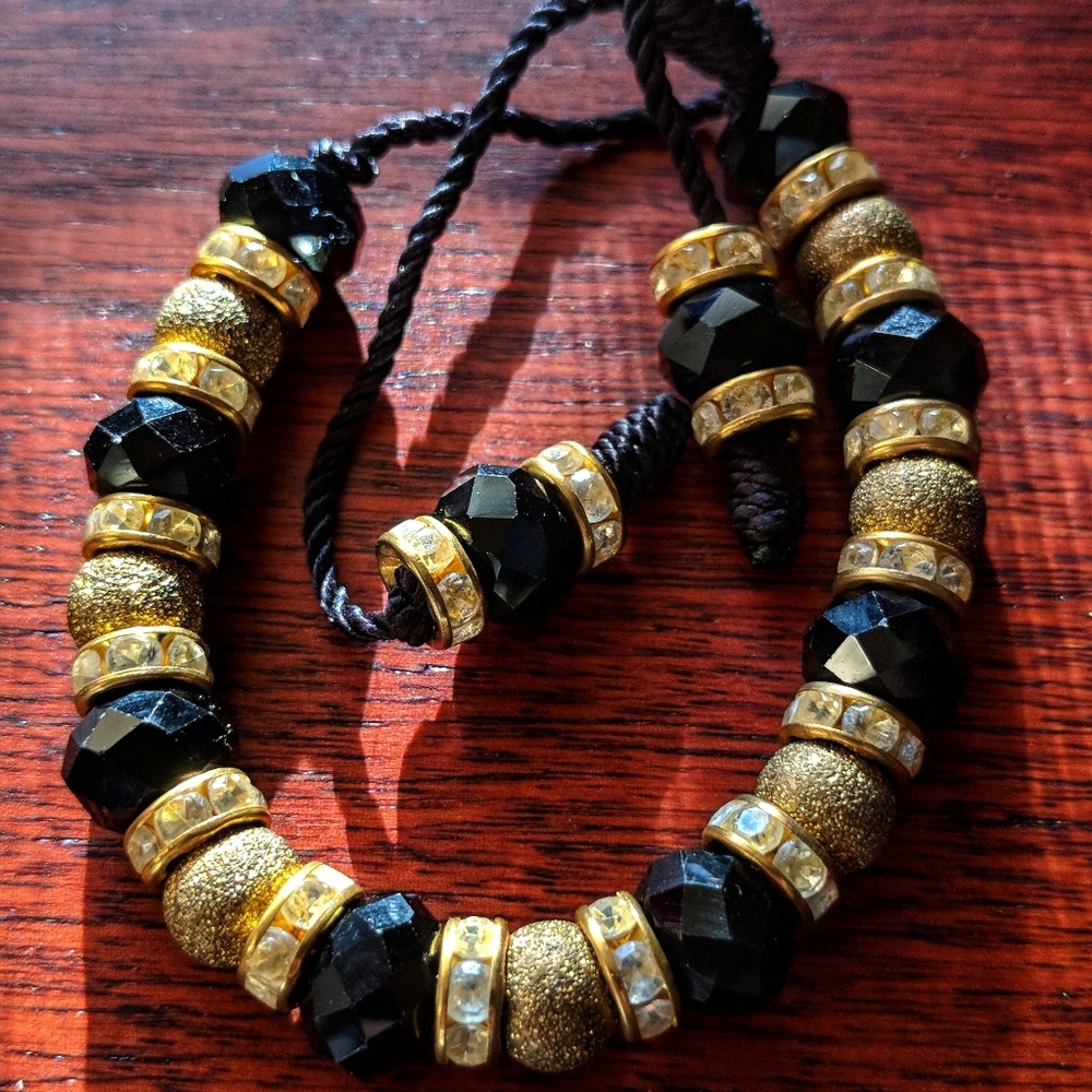 Black & Gold Handwoven Bracelet from Europe